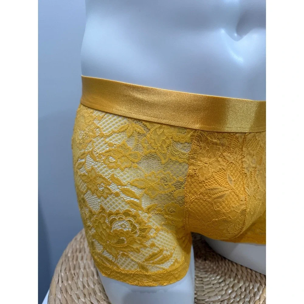 Cosabella Never Say Never Lace Classic Trunk Boxer Brief yellow size S